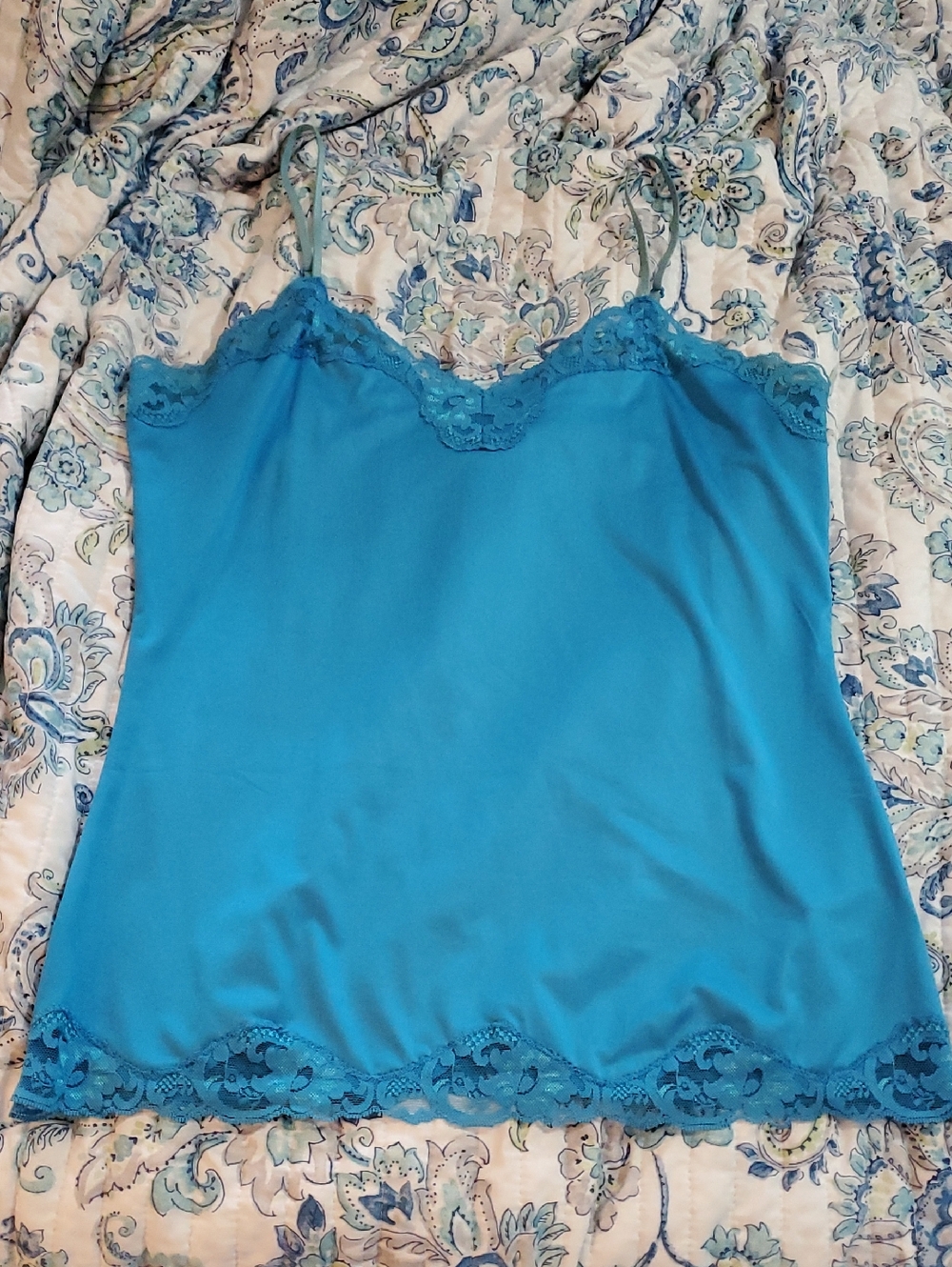 Blue Satin Lace Cami